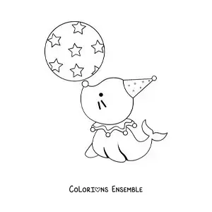 Image à colorier d’un ours de cirque animé faisant des pirouettes