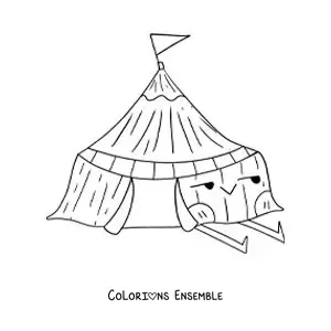 Image à colorier d’un chapiteau de cirque animé