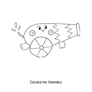 Image à colorier d’un canon de cirque animé