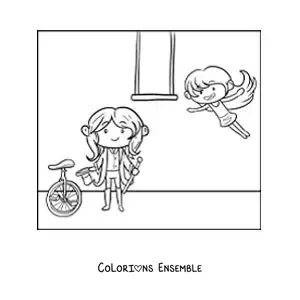 Image à colorier de deux acrobates de cirque