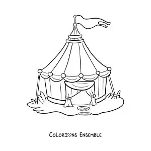 Image à colorier d’un chapiteau de cirque