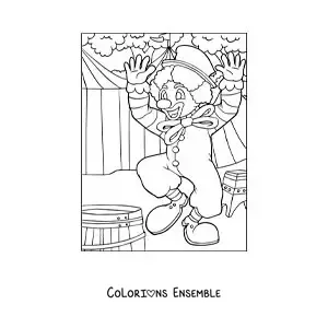 Image à colorier d’un clown au cirque