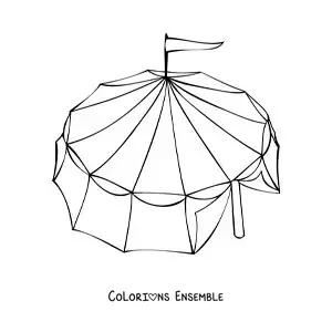 Image à colorier d’un grand chapiteau de cirque