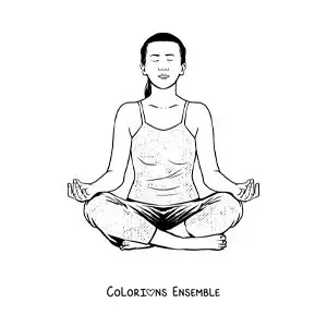 Image à colorier d’une femme assise en train de méditer