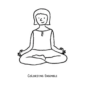 Image à colorier d’un dessin d’une femme en train de méditer