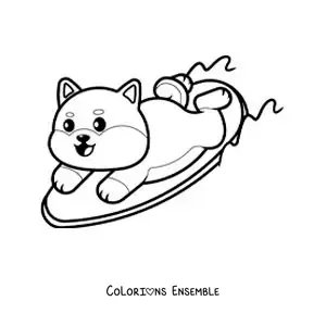 Image à colorier d’un chien surfeur animé