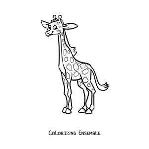 Image à colorier d’une girafe de zoo rigolote
