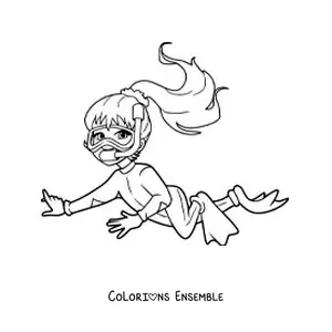 Image à colorier d’une fille plongeant