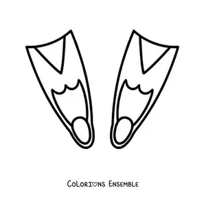 Image à colorier d’une paire de palmes de natation