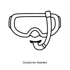 Coloriage d'un masque de plongée avec son tuba