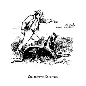Image à colorier d’un chasseur de canards donnant des instructions à son chien