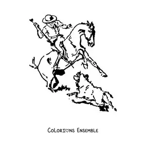 Image à colorier d’un homme à cheval chassant un sanglier