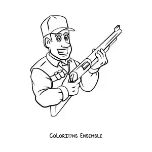 Image à colorier d’un chasseur rigolo