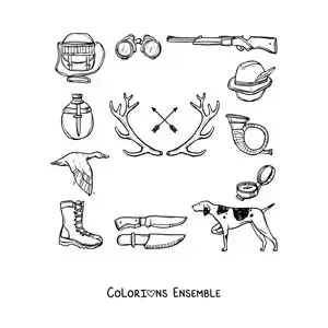 Image à colorier de symboles de la chasse
