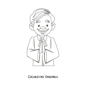 Image à colorier d'un juge animé avec une moustache