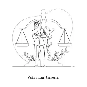 Image à colorier d'une femme avocate