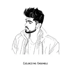 Coloriage d'un portrait du chanteur Zayn Malik
