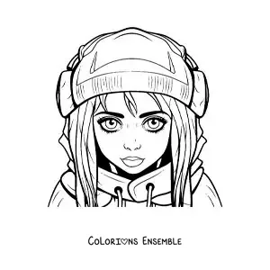 Coloriage de Billie Eilish en dessin animé
