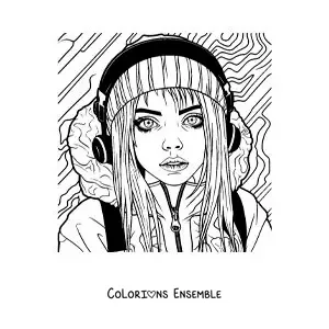 Coloriage de Billie Eilish en version animée
