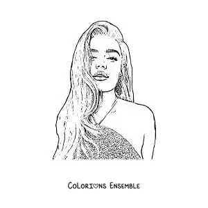 Coloriage d'un portrait de Karol G au crayon, dans un style réaliste