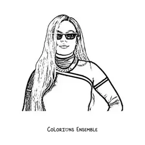 Coloriage de Karol G avec des lunettes de soleil