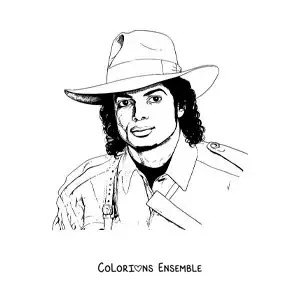 Coloriage d'un portrait de Michael Jackson