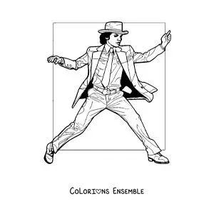 Coloriage de Michael Jackson en train de danser