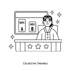Coloriage d'une journaliste sur une chaîne d'information télévisée