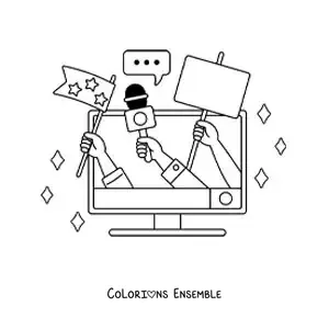 Coloriage d'un téléviseur qui diffuse les actualités du moment
