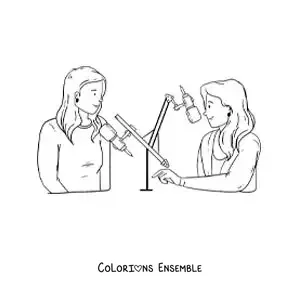 Coloriage de deux femmes dans une émission de radio