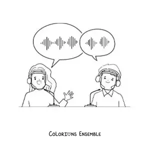 Coloriage de deux animateurs qui racontent les informations à la radio
