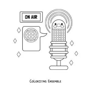 Coloriage d'un microphone de radio animé, en direct