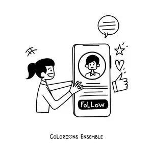 Coloriage d'une fille qui suit un garçon sur les réseaux sociaux