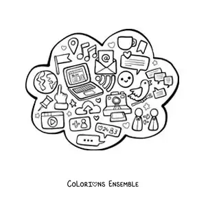 Coloriage des réseaux sociaux comme moyen de communication