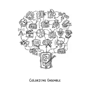 Coloriage d'un smartphone connecté aux réseaux sociaux