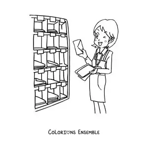 Coloriage d'une factrice au bureau de poste
