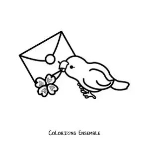 Coloriage d'un oiseau animé qui livre une lettre