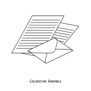 Coloriage d'une lettre imprimée avec son enveloppe