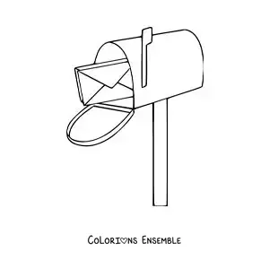 Coloriage d'une lettre dans une boîte aux lettres