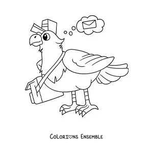 Coloriage d'un pigeon voyageur animé