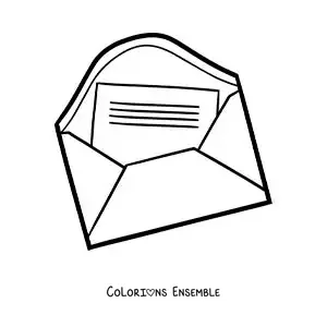 Coloriage d'une enveloppe ouverte avec une lettre