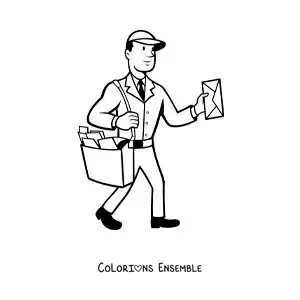 Coloriage d'un facteur qui distribue le courrier