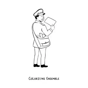 Coloriage d'un facteur animé