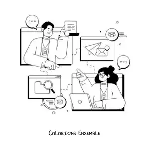 Coloriage de deux personnes qui communiquent par courriel