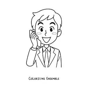 Coloriage d'un homme en costume qui parle au téléphone