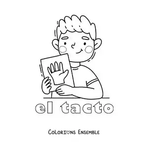 Image à colorier d'un enfant qui montre son nez