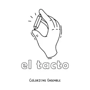 Image à colorier d'une main qui touche une vitre