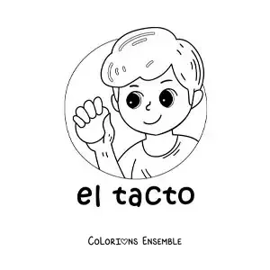 Image à colorier d'un petit garçon qui touche un ballon avec sa main