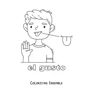Image à colorier du sens du goût dans le corps humain, pour les enfants