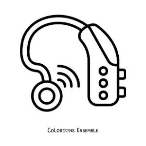 Image à colorier d'un appareil auditif